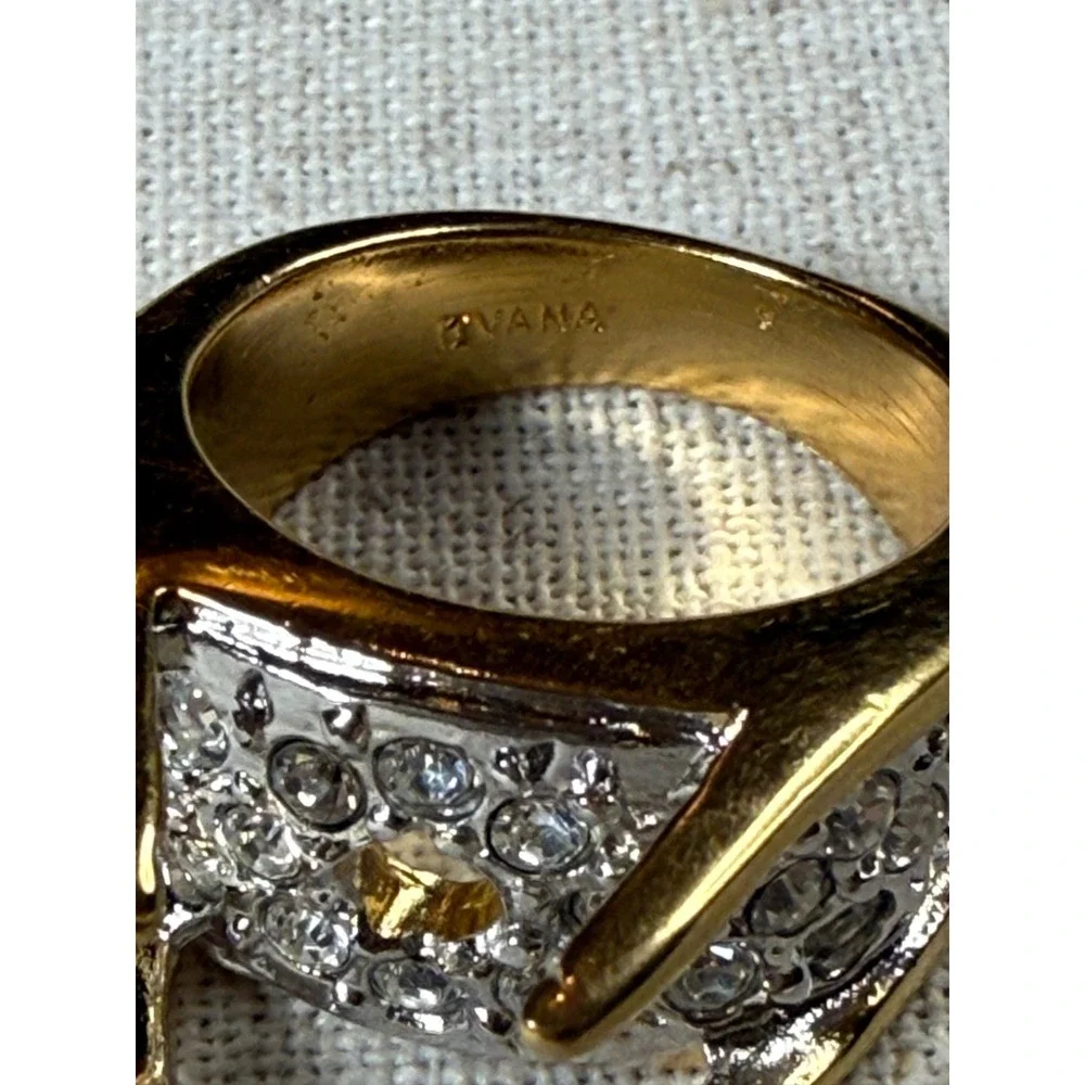 Ivana Trump Vintage Y2K statement crystals size 8 ring setting‎
